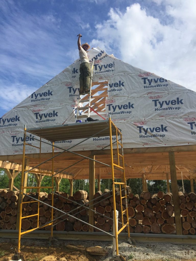 Putting up the last of the Tyvek! 