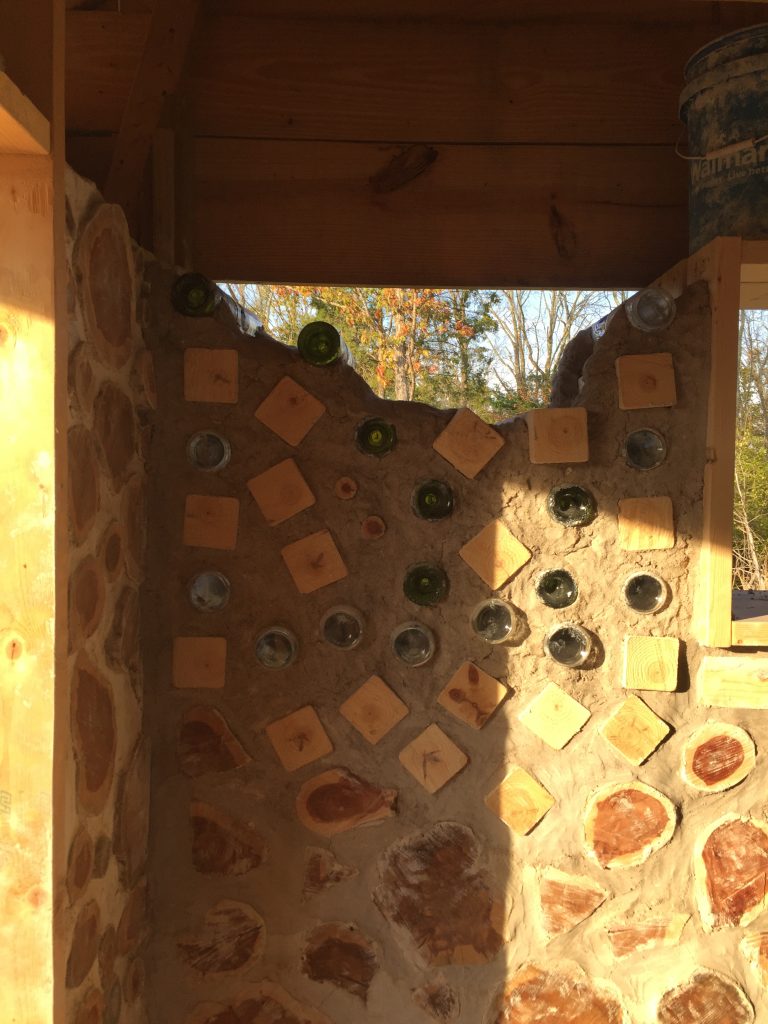 The Big Dipper in an unfinished cordwood wall