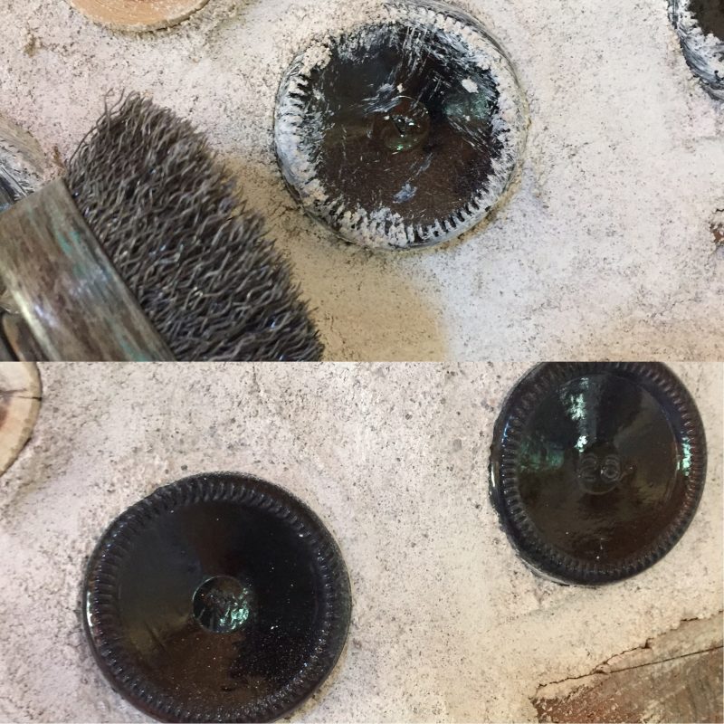 You can scrub excess mortar off a bottle brick with a wire brush attachment on a drill without scratching the glass! Find out how in this post.