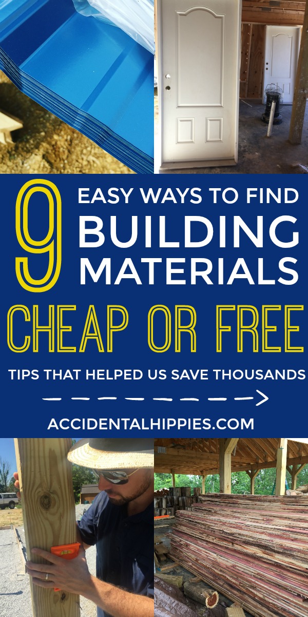 Save money and resources by using these 9 easy tips to score building materials on the cheap. Whether you're building an entire house like we did, or you're building something smaller like a garage, shed, chicken coop, kids playhouse, tiny house, she-shed, studio, or almost anything else -- the possibilities to get building supplies for cheap or even free are easy and attainable! 